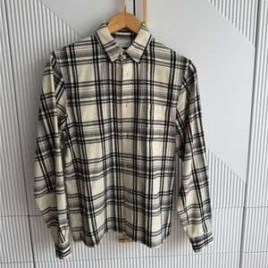 John Elliott Cream and Black Checkered Shirt